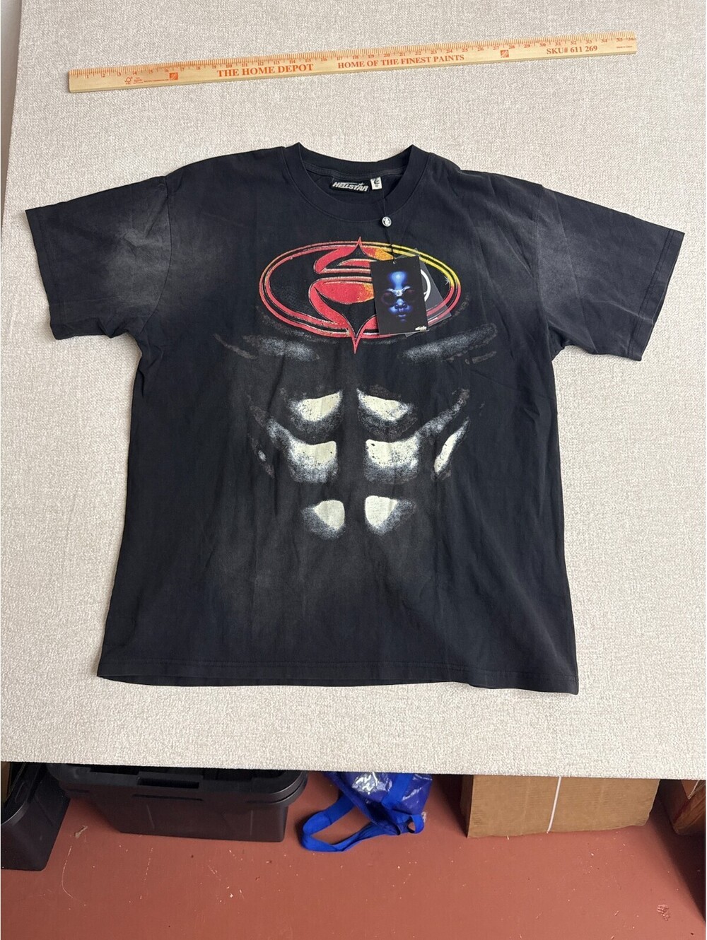 Hellstar Graphic T-Shirt Mens Size L Large Black Vintage Wash Muscle Print New